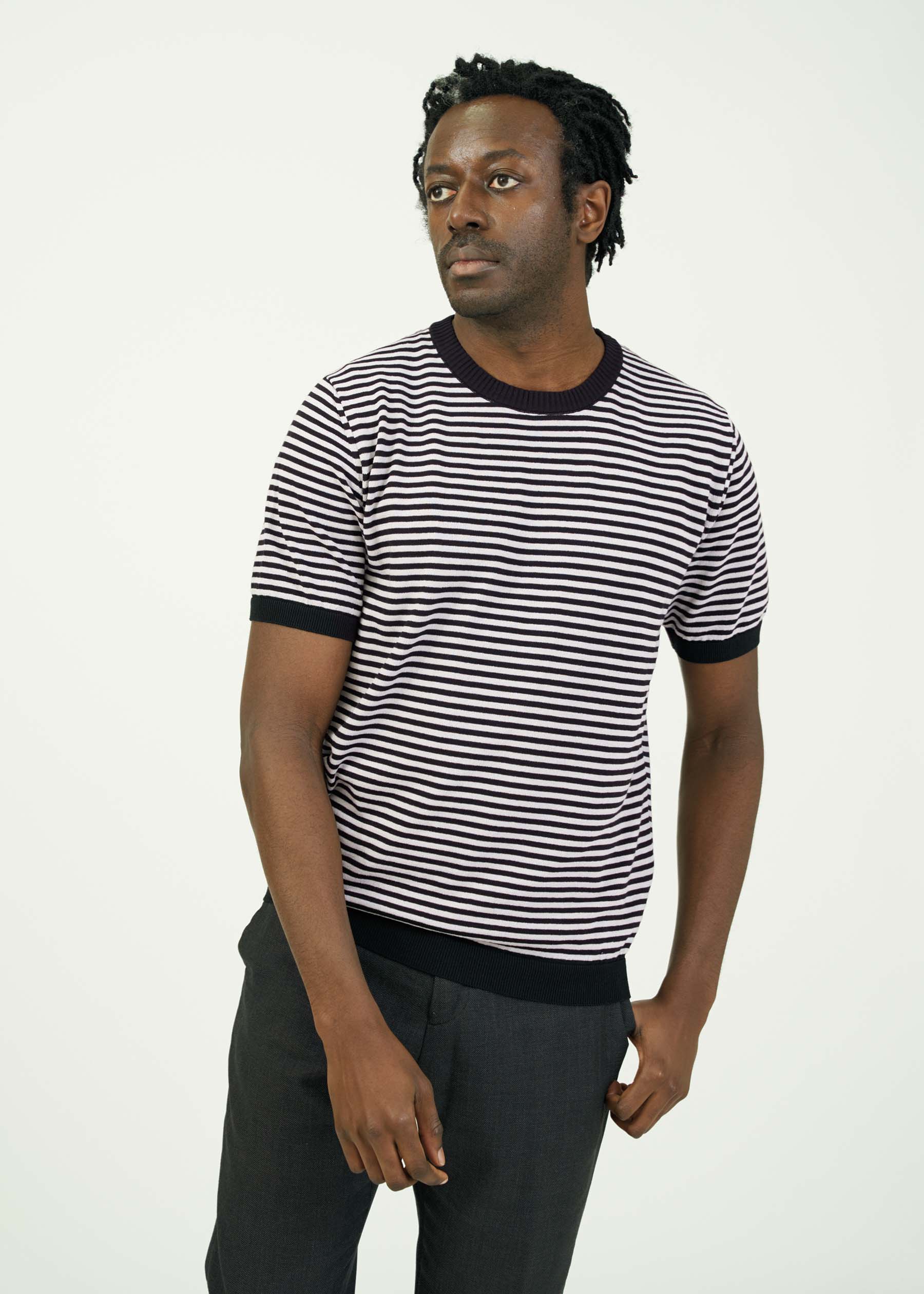 ICE COTTON BORDER SHORT CREWNECK