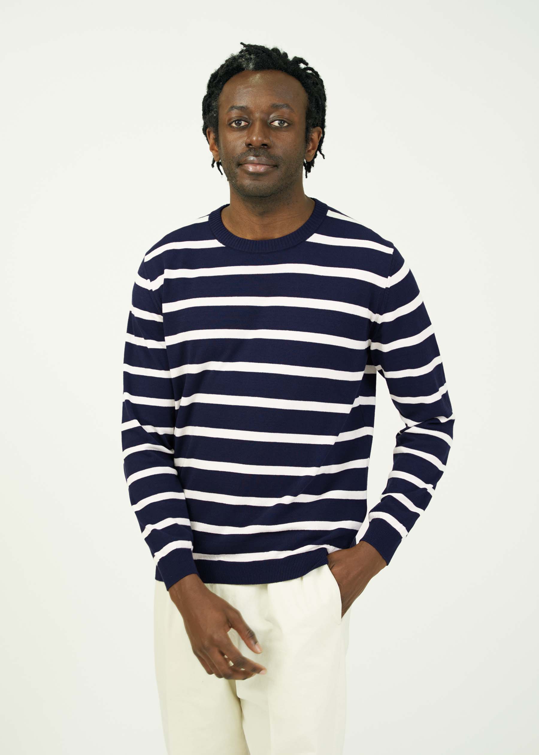 ICE COTTON BORDER LONG CREWNECK