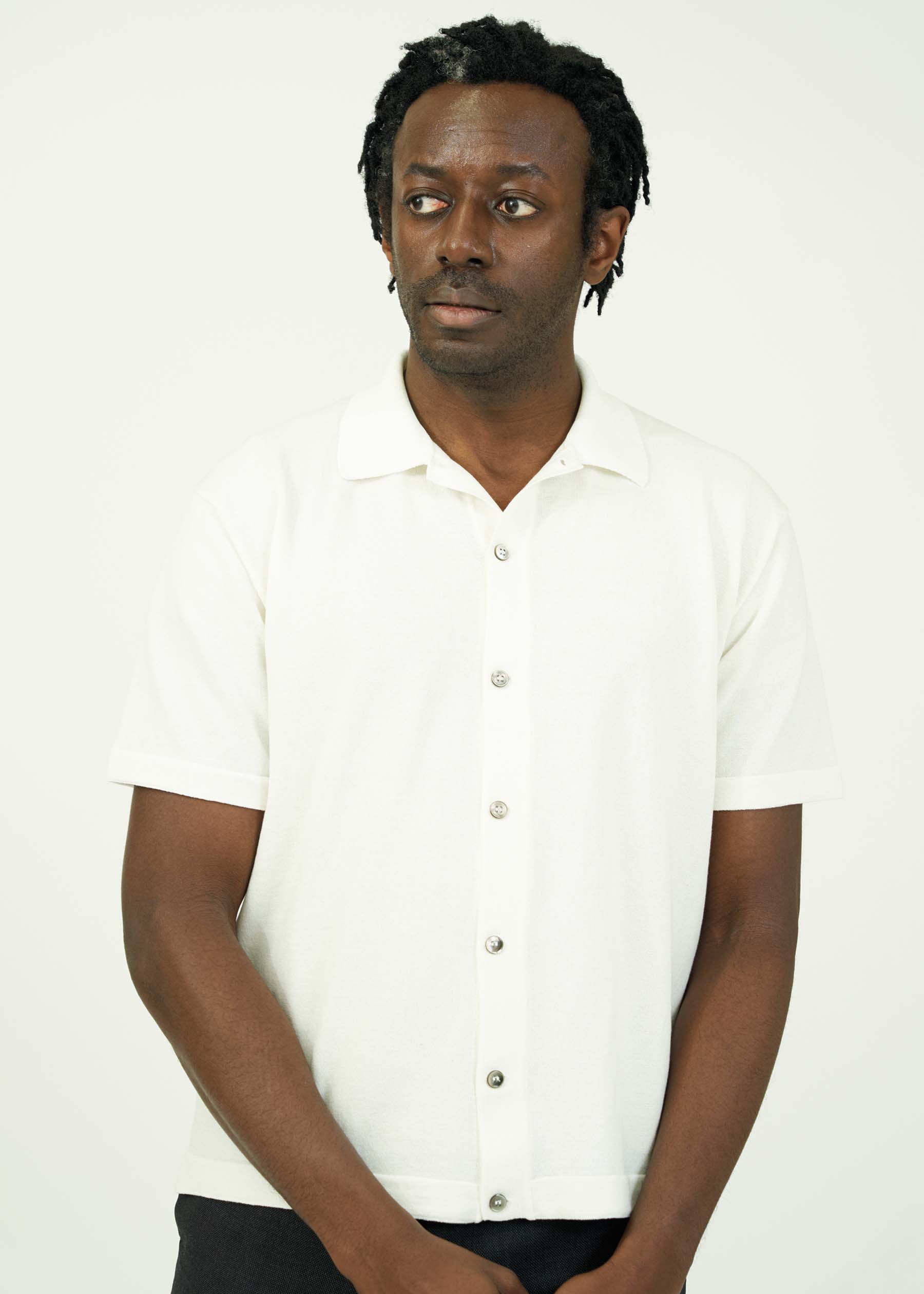 ICE COTTON OPEN COLLAR SHIRT