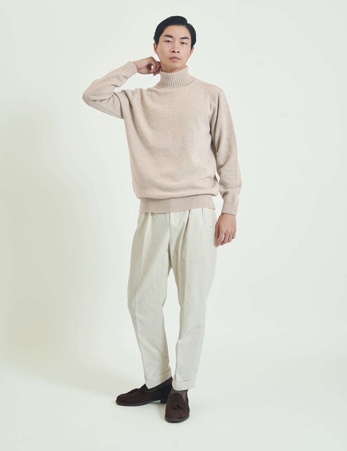CASHMERE SILK WOOL TURTLENECK